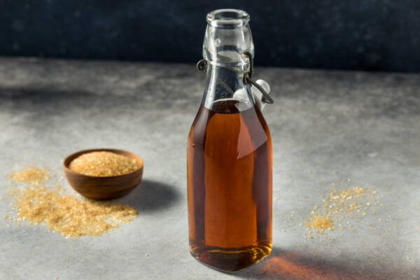Sweet demerara simple syrup with sugar for cocktails